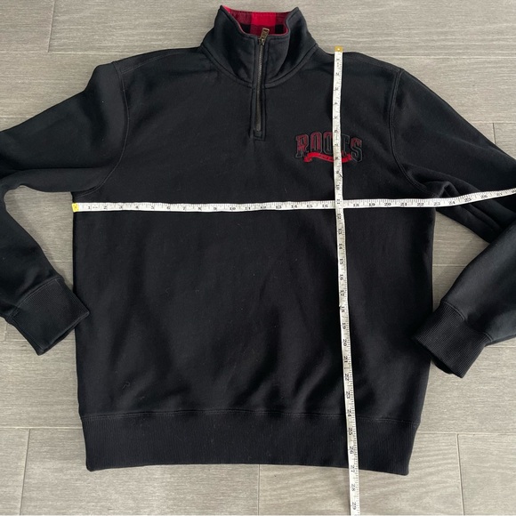 Roots Men’s Buffalo Plaid Zip Stein Hoodie Black Red Quarter Zip Sweater M - Picture 16 of 16